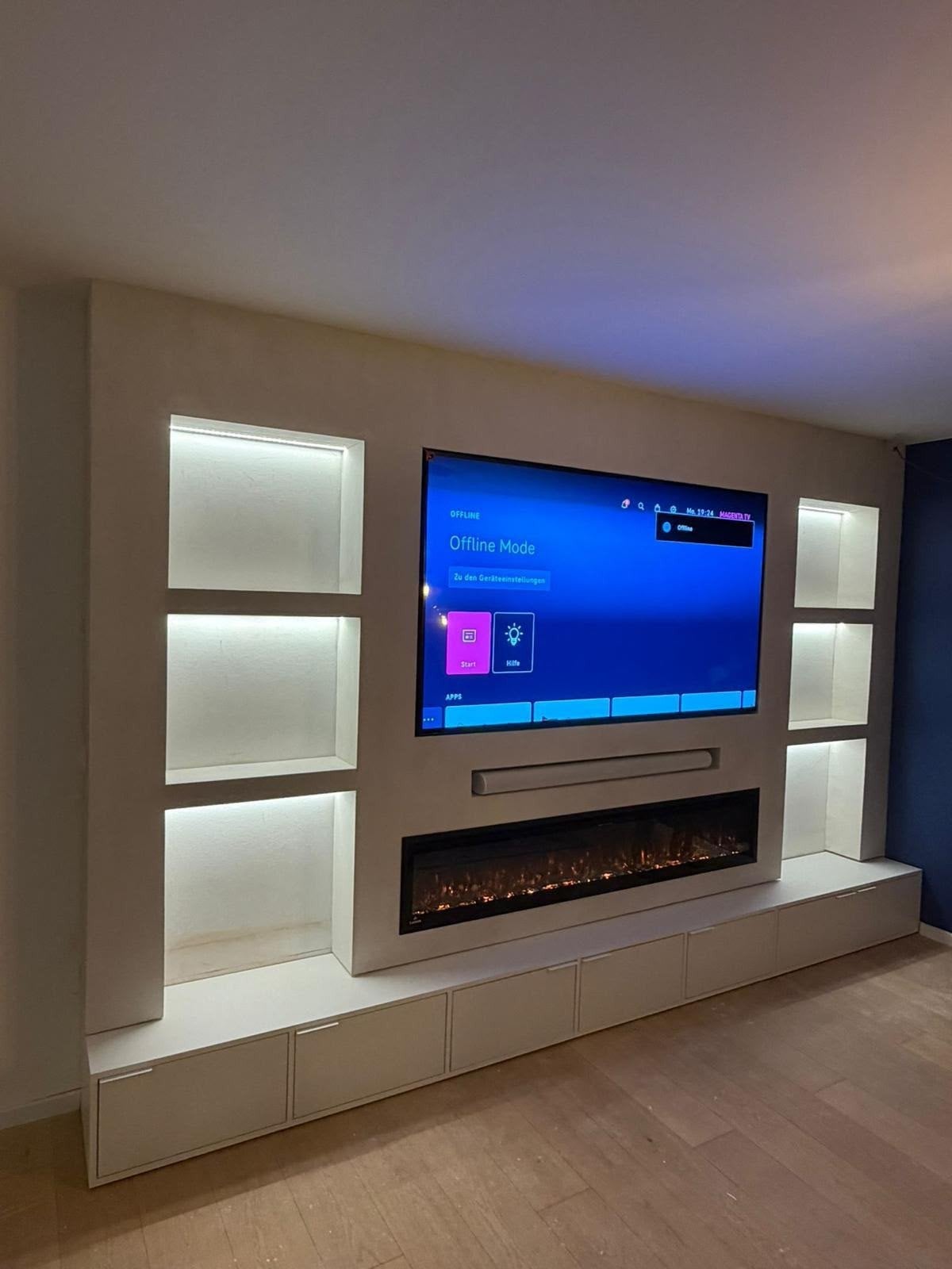 Luxe Cinewall op maat met sfeerhaard en LED-verlichting, Huis en Inrichting, Verzenden, Nieuw