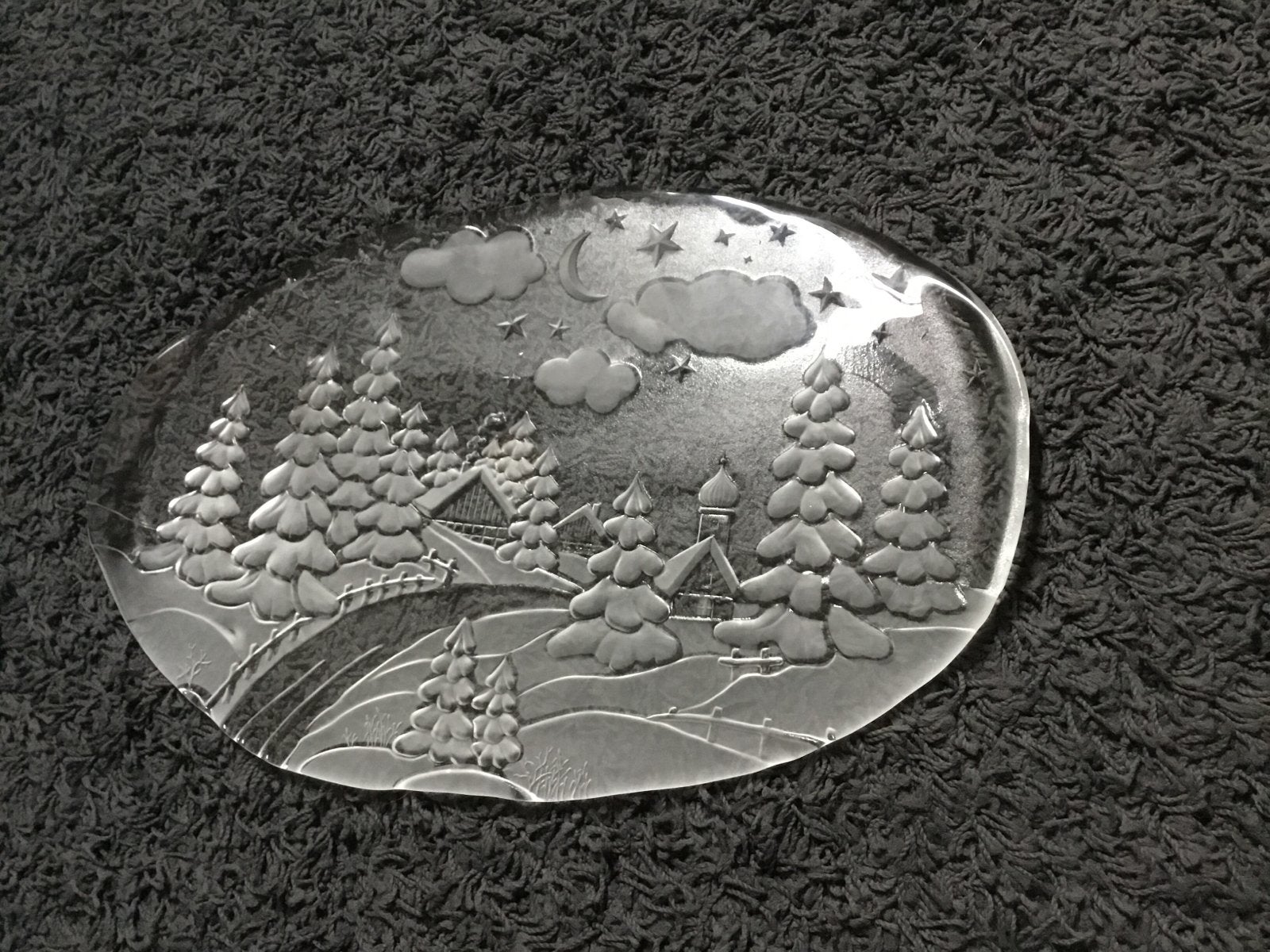 Glazen schaal met winterlandschap, Huis en Inrichting, Ophalen of Verzenden