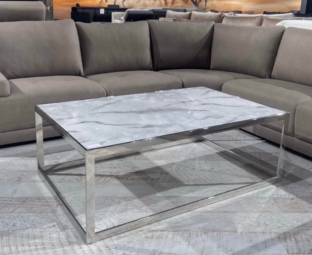 Salontafel Venanzo Kubus Zilver 120cm, Ophalen, 100 tot 150 cm, Zo goed als nieuw, 150 tot 200 cm