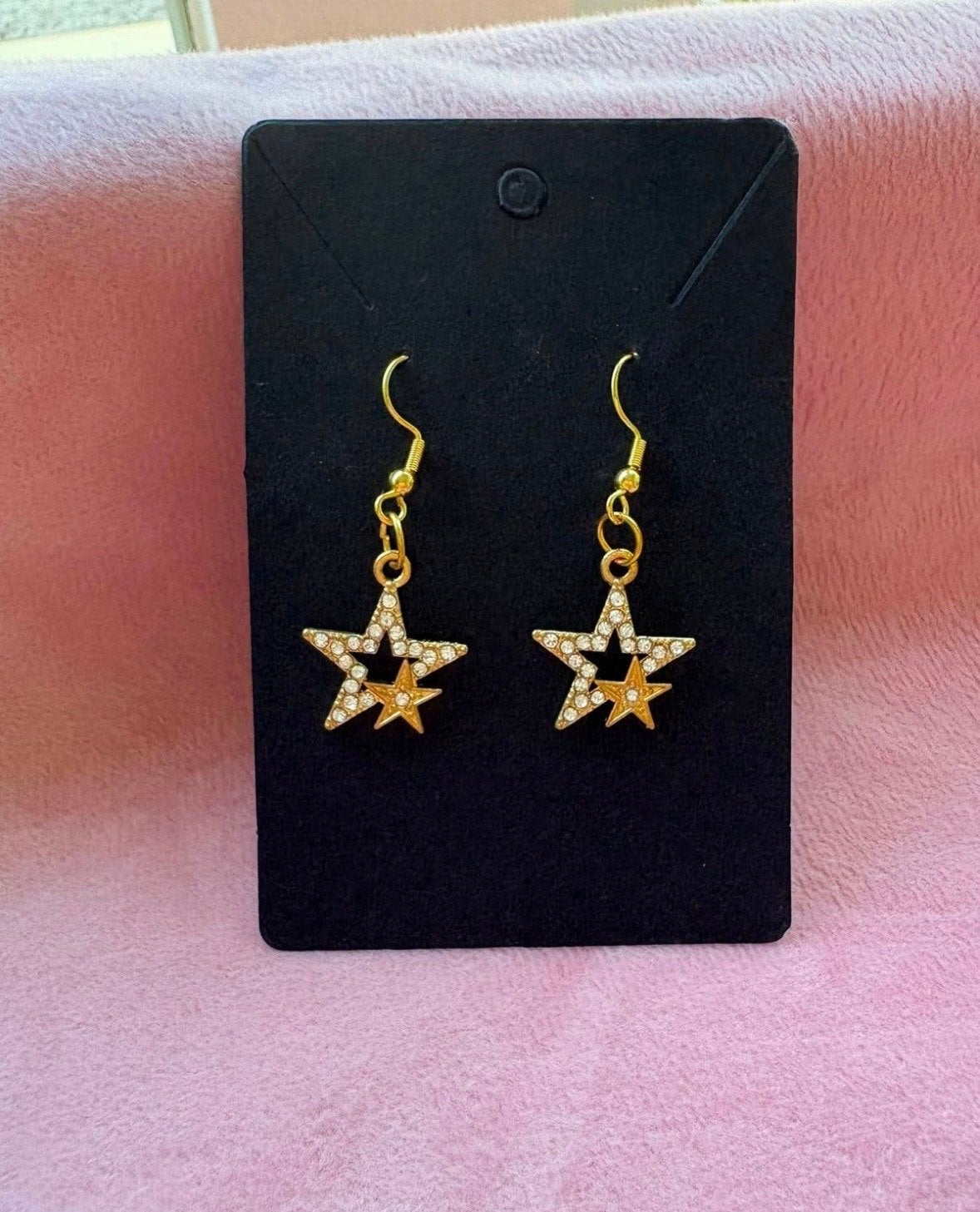 Nieuwe Goudkleurige Oorbellen met Sterren en Strass, Sieraden, Tassen en Uiterlijk, Overige materialen, Hangers, Verzenden, Nieuw