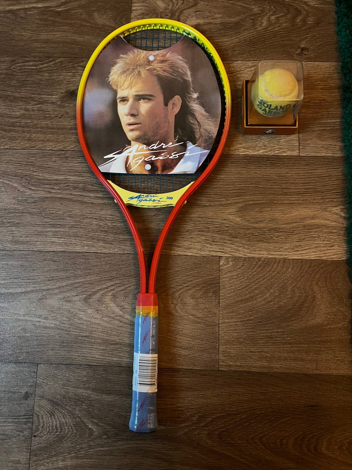 Andre Agassi Donnay tennisracket + Roland Garros 2014 bal, Overige merken, L4, Nieuw, Ophalen of Verzenden