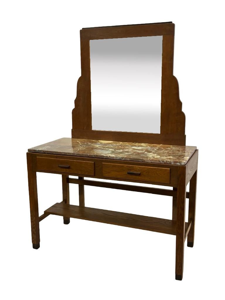 Art Deco Amsterdamse School kaptafel meubel marmeren blad, Ophalen, Art Deco, Gebruikt, Art Deco