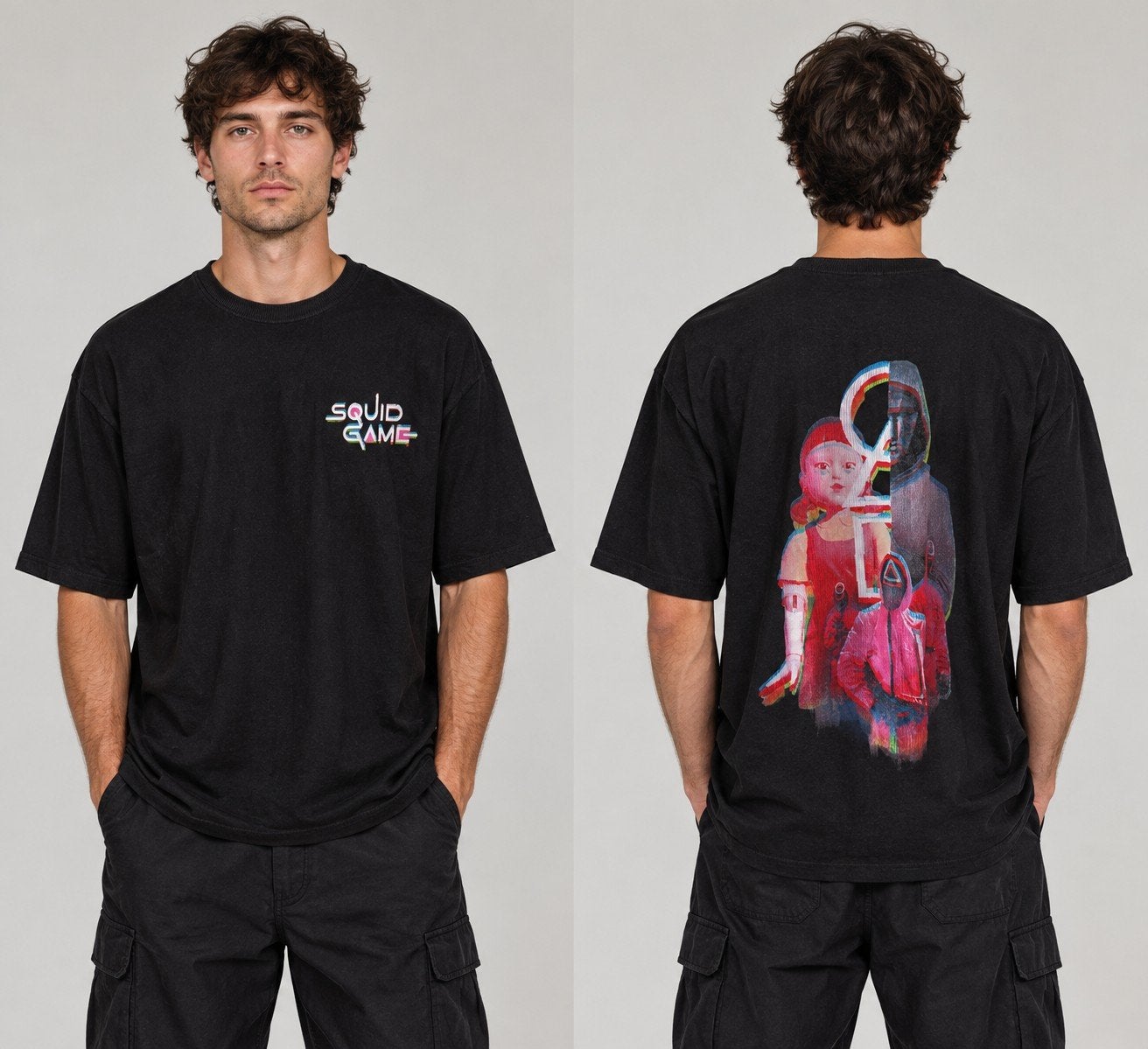 Boohooman Squid Game T-shirt Zwart Maat L, Maat 52/54 (L), Zwart, Ophalen of Verzenden, Zo goed als nieuw