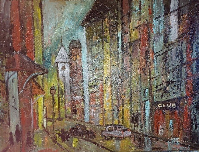 Kunsthandel Gennep - "City Lights", Ophalen of Verzenden, Gesigneerd, Olieverf