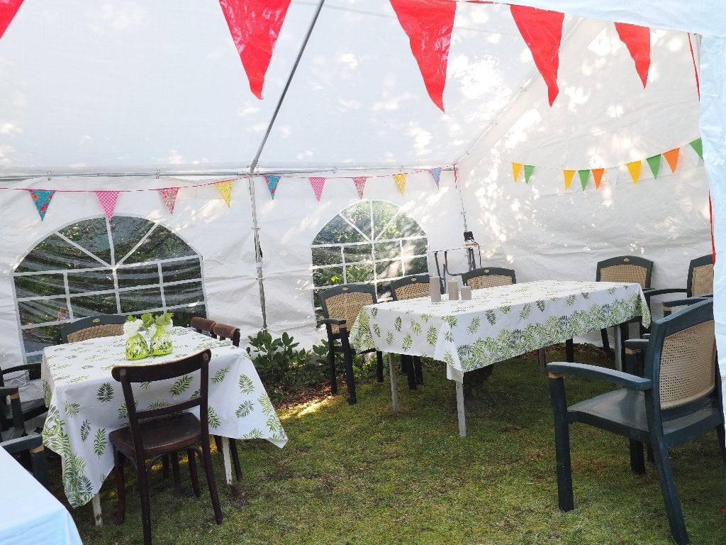 partytent 4x5 m, één keer gebruikt, als nieuw, Ophalen, Partytent, Zo goed als nieuw, 4 tot 6 meter