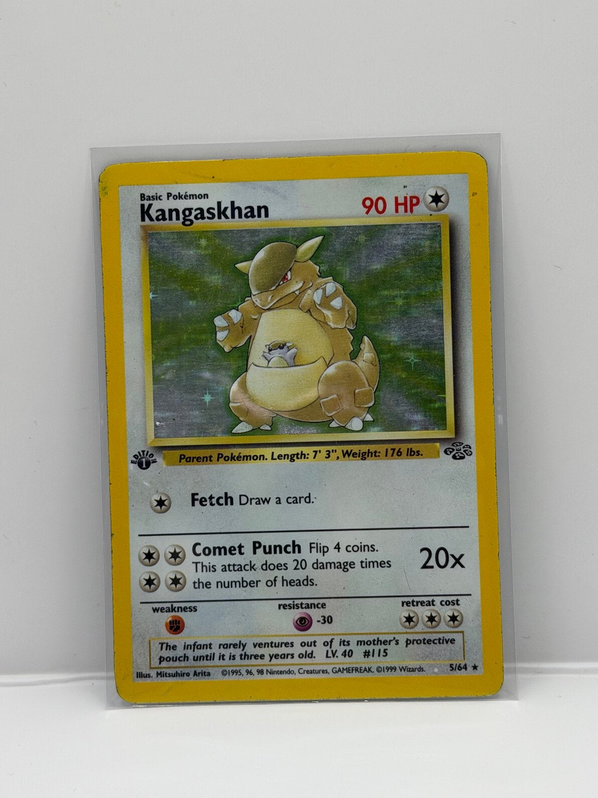 Kangaskhan Pokémon 5/64 jungle 1st edition, Ophalen of Verzenden, Gebruikt, Losse kaart