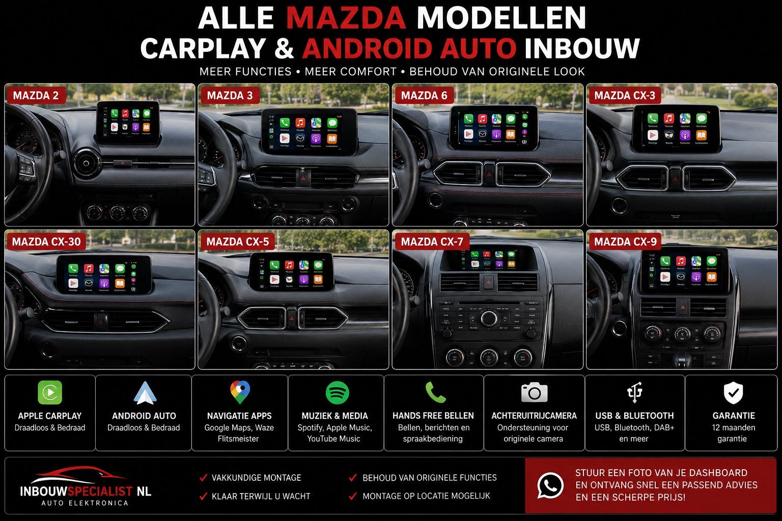 Mazda CarPlay & Android Auto Inbouw, Auto diversen, Autoradio's, Nieuw, Ophalen