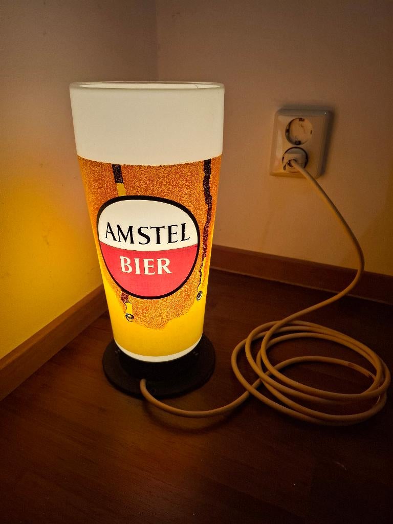 amstel bier glas verlichting lamp jaren 50, Ophalen, Gebruikt, Reclamebord, Plaat of Schild, Amstel