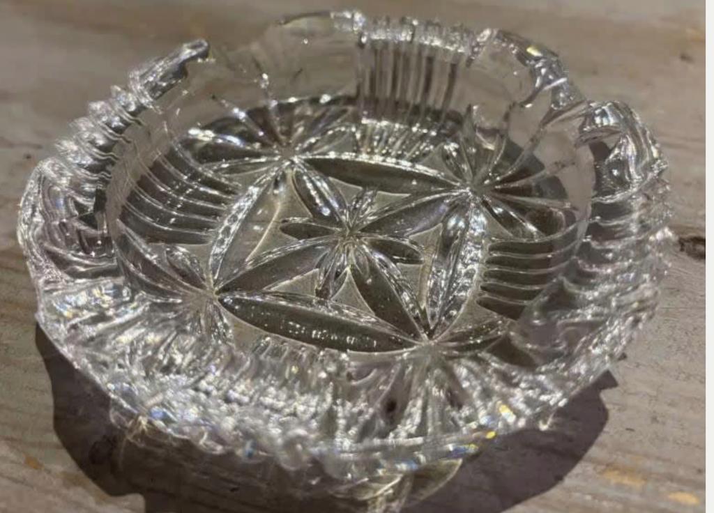 Kristallen asbak - jaren 70 - diameter 10 cm, Antiek en Kunst, Ophalen of Verzenden