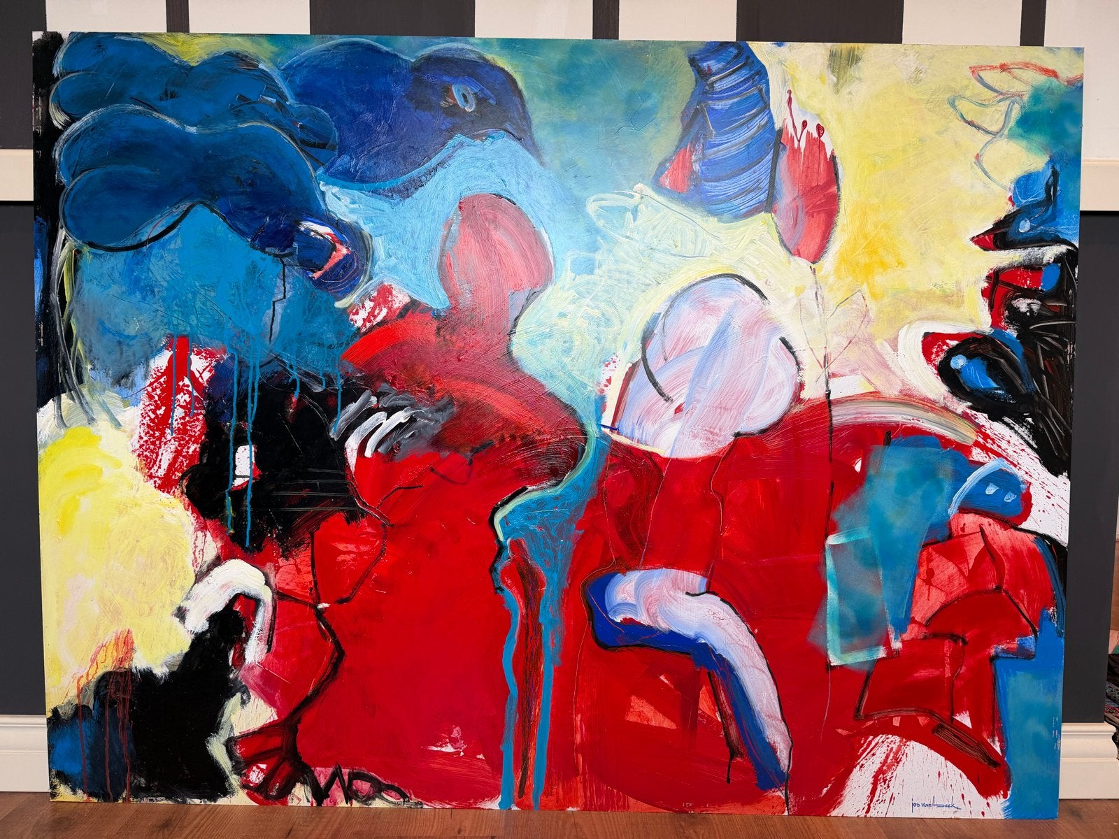 Modern schilderij Jos van Beek (groot), Antiek en Kunst, Ophalen