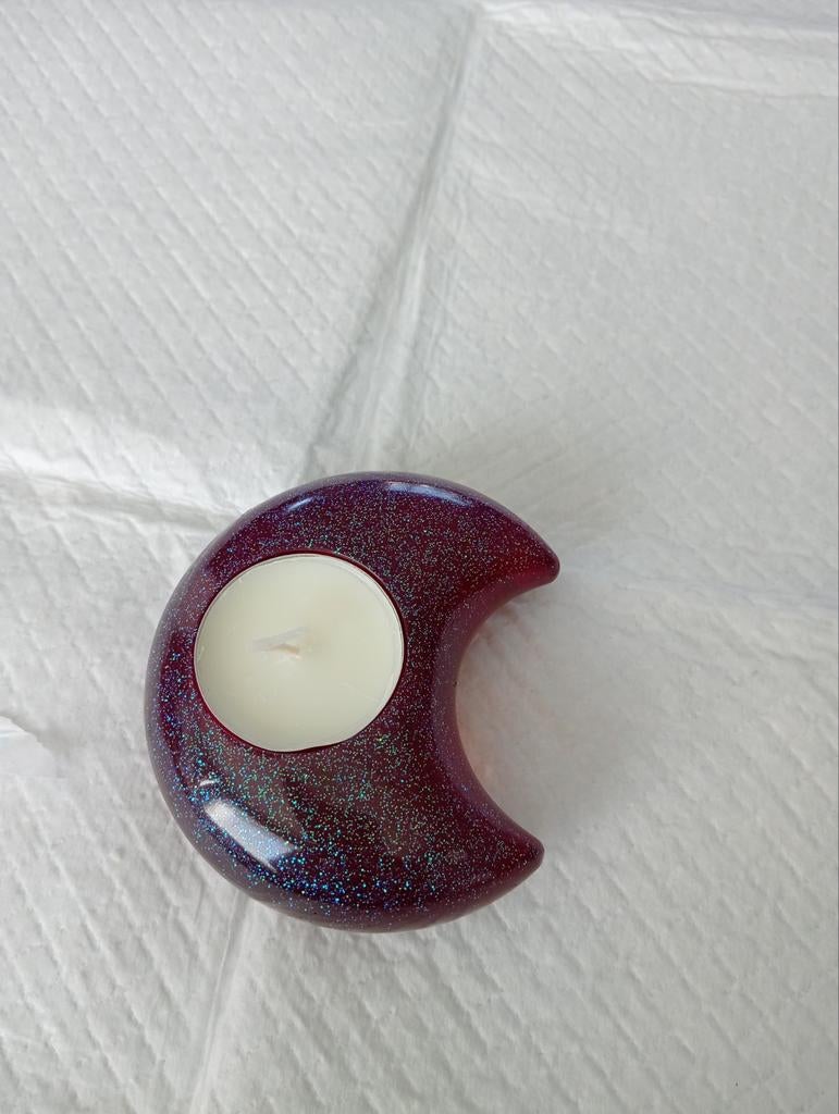 Waxinelichthouder van epoxy maan, Ophalen of Verzenden, Overige materialen, Minder dan 25 cm