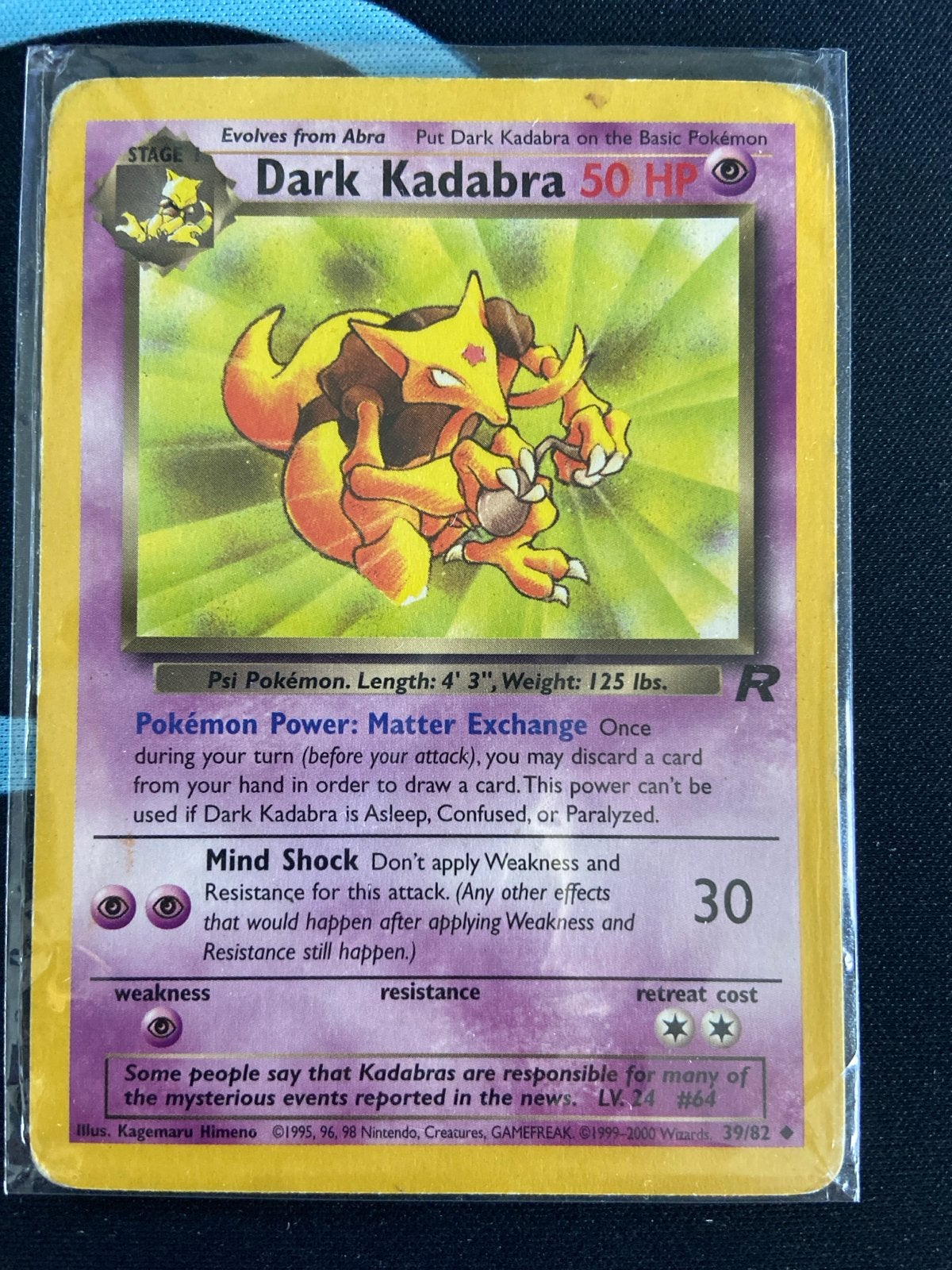 Dark Kadabra (TR 39) Team Rocket, Ophalen, Gebruikt, Losse kaart