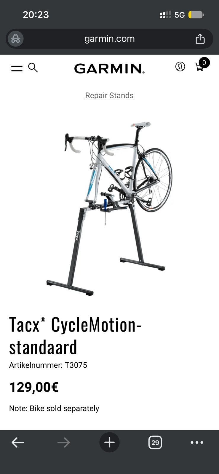 Tacx CycleMotion-standaard, Ophalen
