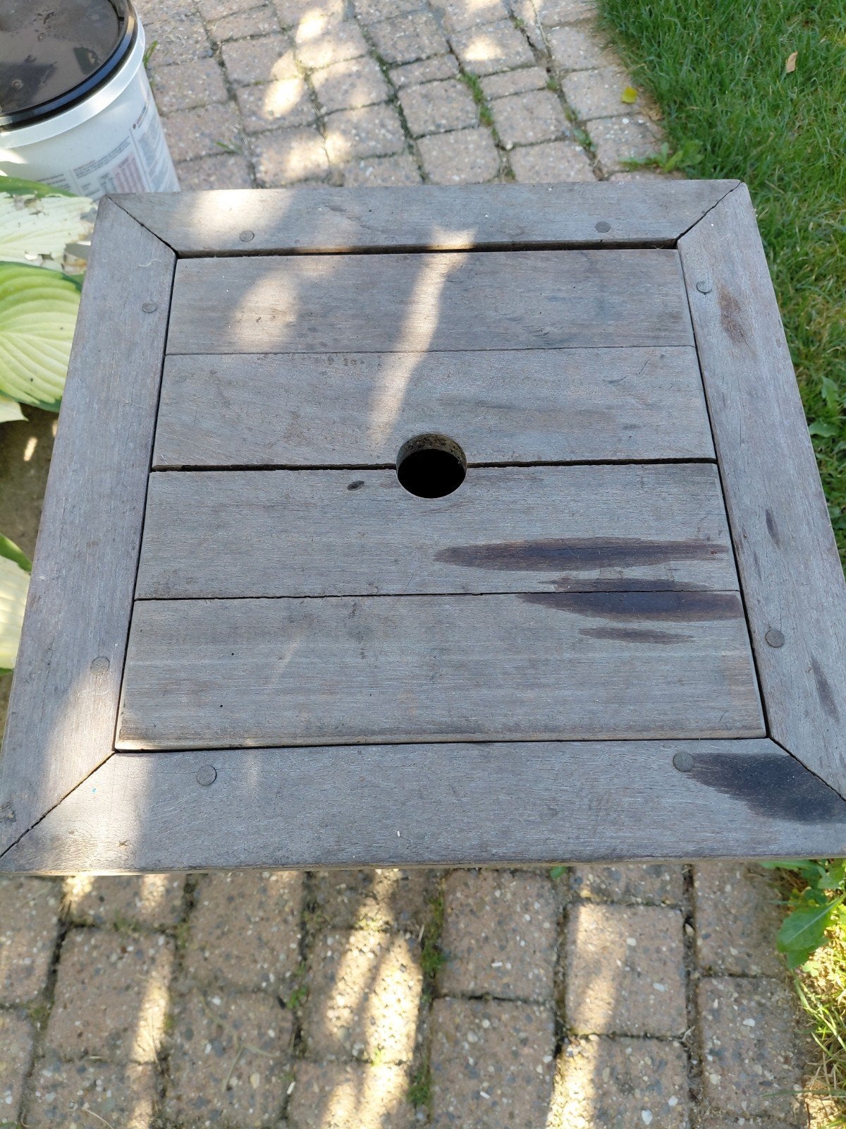 Hardhouten/ teakhout Plantenbak, voetenbankje , bijzettafel, Ophalen, Zo goed als nieuw, Rechthoekig, Hout