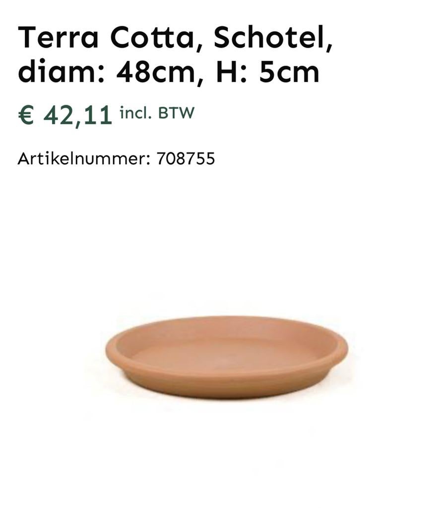 Terra Cotta schotel 48 cm nieuw 2x, Ophalen of Verzenden, Nieuw, Schaal