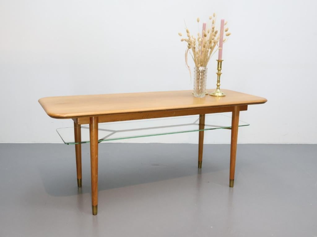 Vintage salontafel |A.A. Patijn | Notenhout, Ophalen, Gebruikt, 100 tot 150 cm, 50 tot 75 cm