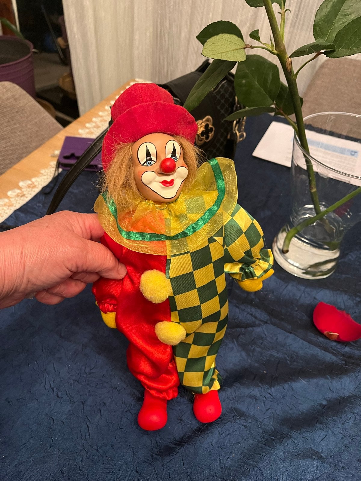 Vintage Porseleinen Clown Pop - Kleurrijk en Uniek, Ophalen of Verzenden, Gebruikt, Pop