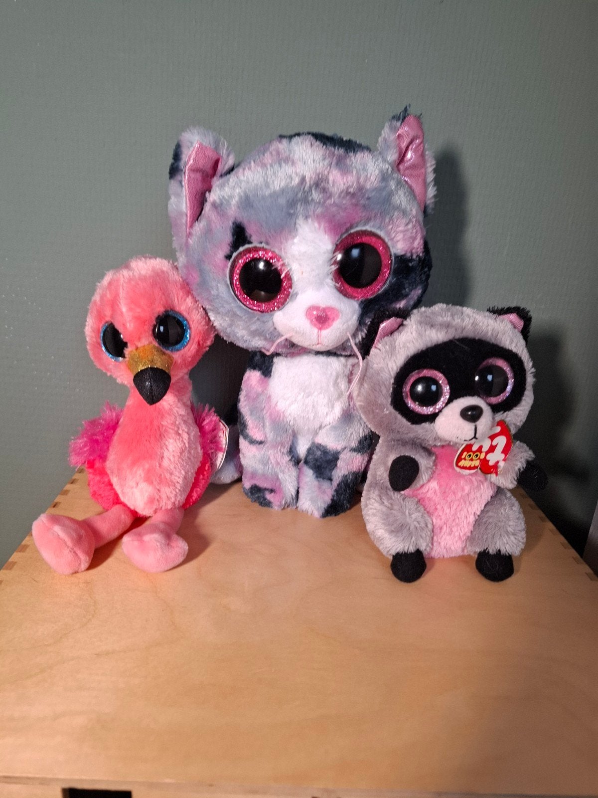 Ty Beanie Boo knuffels: Rocco, Lindi, Gilda met kaartjes, Ophalen of Verzenden, Kat, Roze, Klein (minder dan 20 cm)