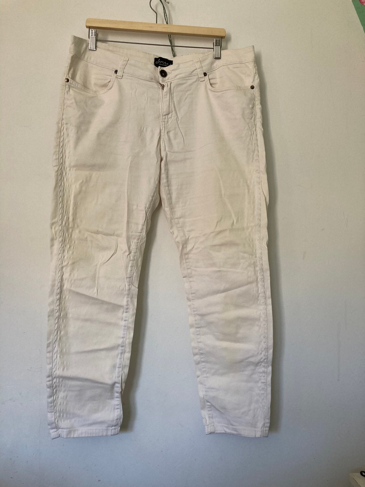 Elvira ecru pantalon stretch 44, Beige, Maat 42/44 (L), Ophalen of Verzenden, Zo goed als nieuw