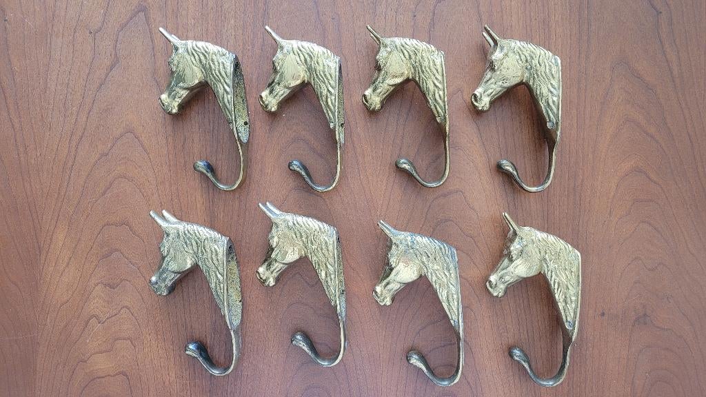 paardenhoofd antieke (kapstok-)haken van messing, Ophalen, Koper