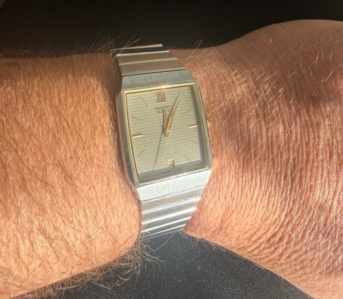 Vintage (80-er jaren) Seiko Quartz Tank Origineel Werkend, Ophalen of Verzenden, Staal, Seiko, 1960 of later