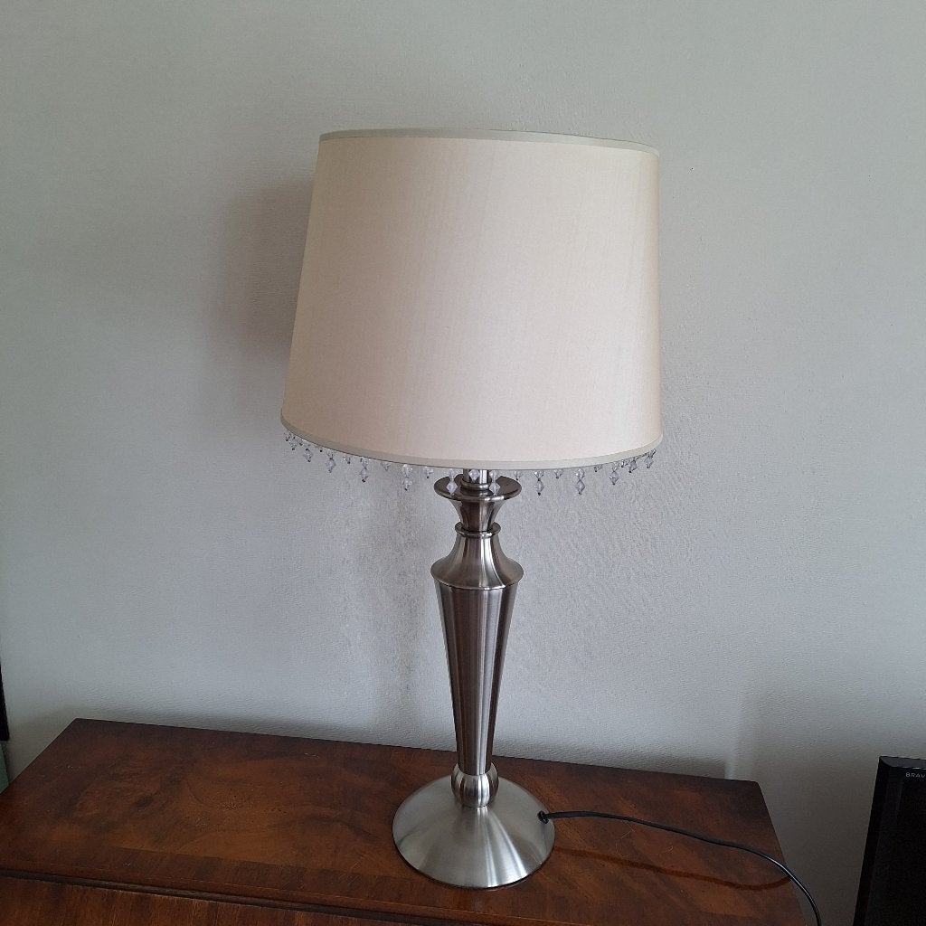 Lamp Laura Ashley ecru kap, Met schakelaar, 60 cm, E27 (groot), Klassiek