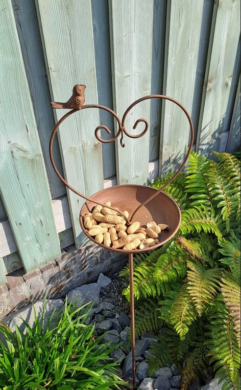 Brocante vintage vogel voer en drinkbak op prikker, Tuin en Terras, Ophalen of Verzenden, Nieuw