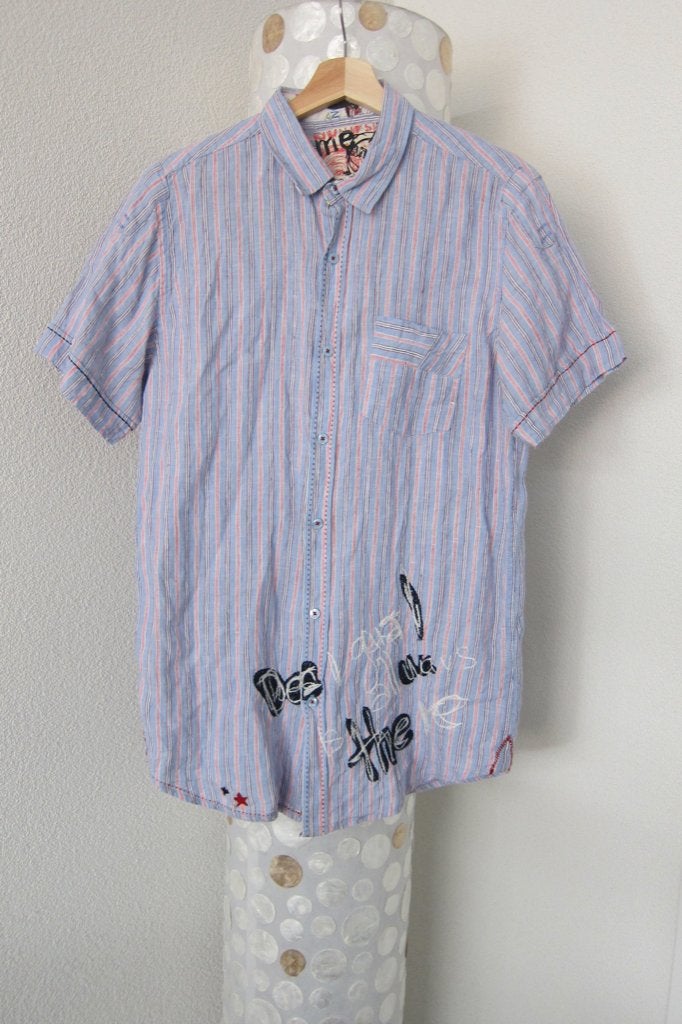 Desigual blouse overhemd heren linnen m blauw, Kleding | Heren, Desigual, Blauw, Zo goed als nieuw, Schipluidenlaan 20 5035KJ Tilburg