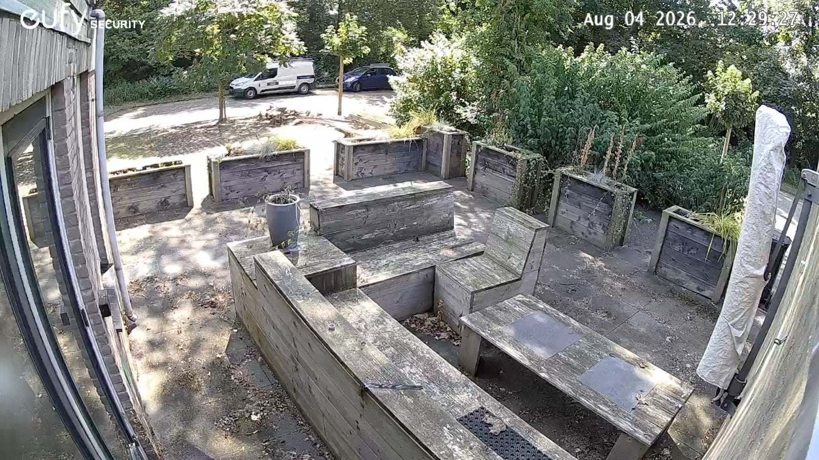 Robuuste houten tuinset met banken en tafel, Tuin en Terras, Tuinbanken, Ophalen, Gebruikt, Hout