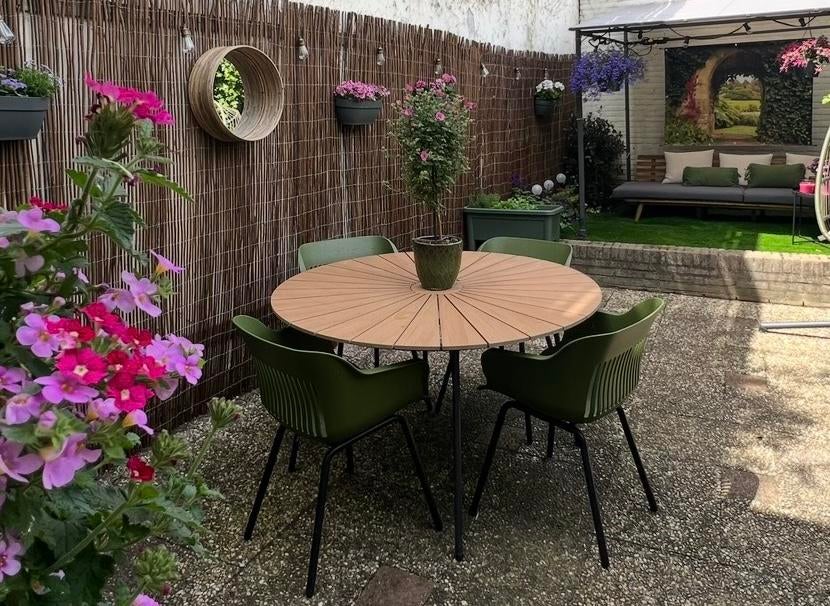 Complete tuinset Hartman Jill groen + ronde tafel Ø110, Tuin en Terras, Tuinsets en Loungesets, Ophalen, Zo goed als nieuw, Kunststof