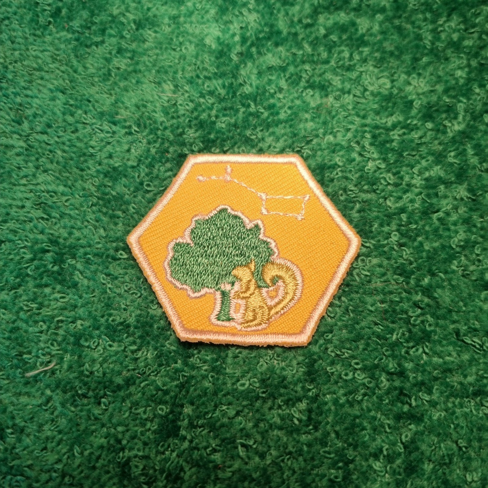 Insigne Explorers Buitenleven (geel) - 4x4cm badge, Verzenden, Nieuw, Embleem, Speld of Insigne