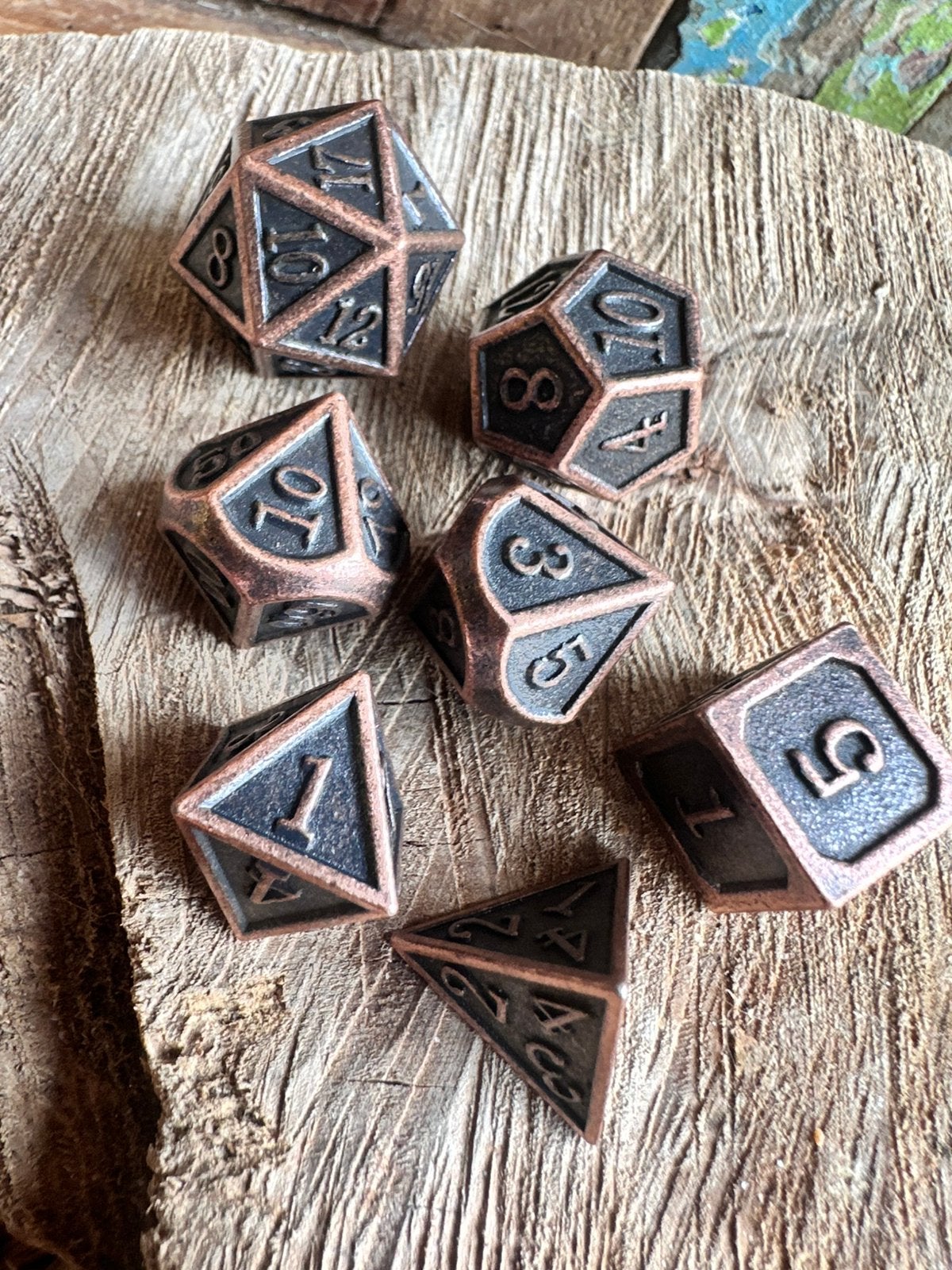 DND Dice / bronse / D&D / RPG / dobbelstenen set / nieuw, Ophalen of Verzenden, Nieuw