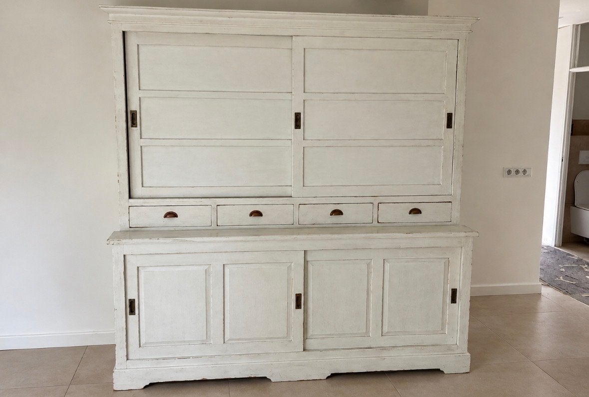 Prachtige landelijke vintage kast wit, Antiek en Kunst, Ophalen