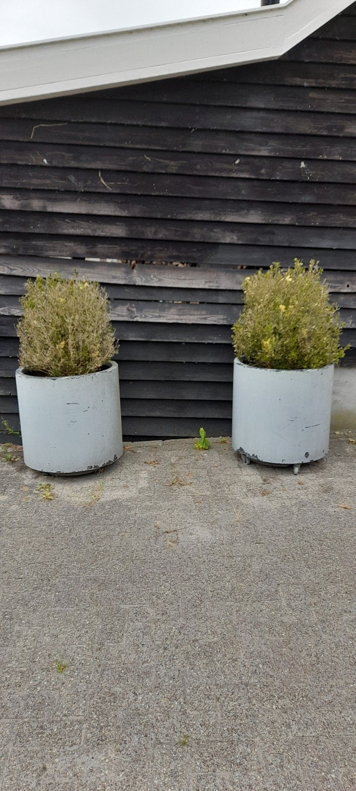 Set van 2 ronde buiten plantenbakken, Tuin en Terras, Ophalen, Kunststof, Gebruikt, Rond