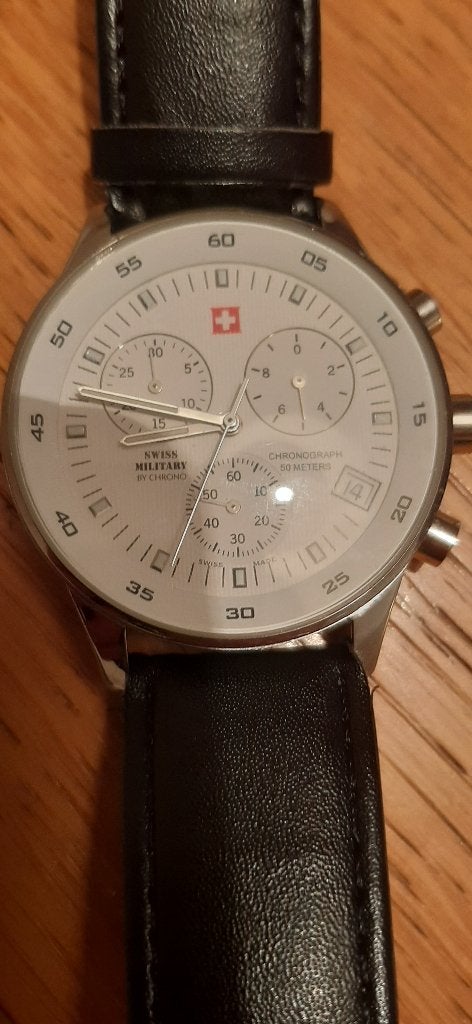 heren  horloge swiss military, Sieraden, Tassen en Uiterlijk, Overige merken, Staal, Ophalen of Verzenden, Leer