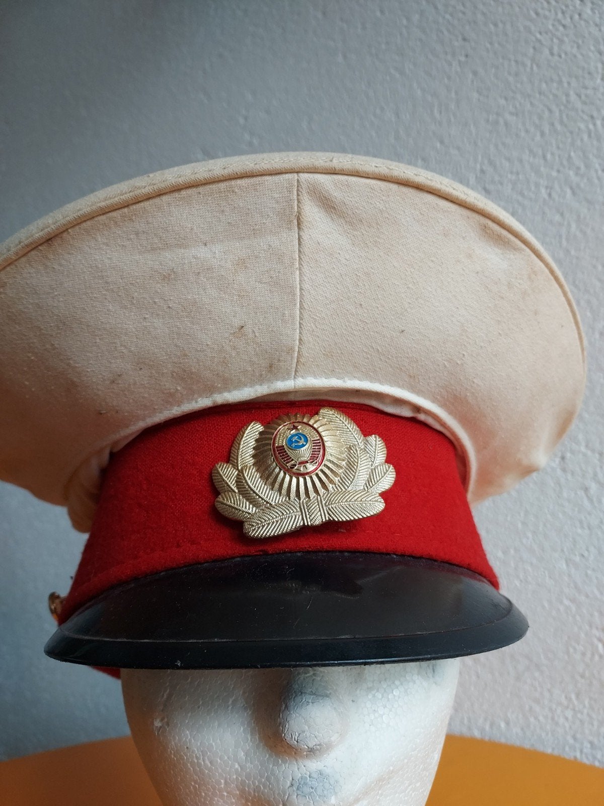 Vintage Sovjet Leger Officier Pet - Witte Zomer Uitvoering, Ophalen of Verzenden, Landmacht, Nederland, Helm of Baret