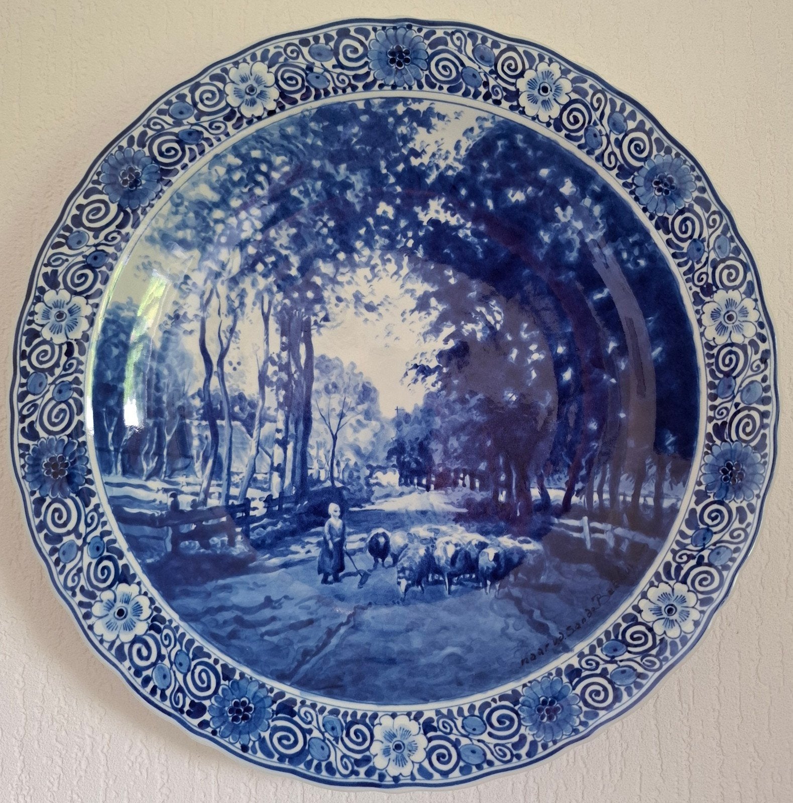 Mooi groot wandbord, Porceleyne fles Delft, Antiek en Kunst, Ophalen of Verzenden