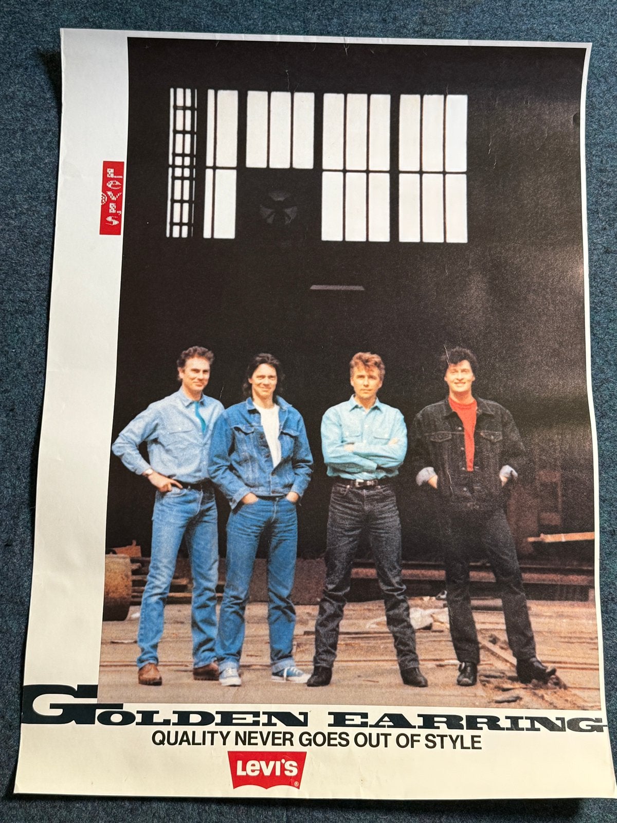 Golden Earring Levi's Reclame Poster 1993, Ophalen of Verzenden, A1 t/m A3, Muziek, Rechthoekig Staand