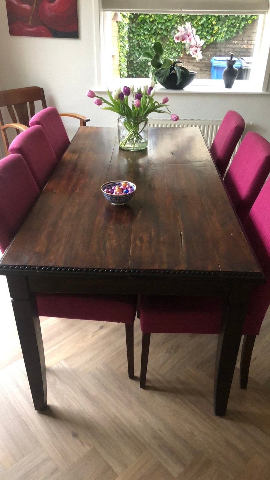 Eettafel + 6 stoelen, Ophalen, Zo goed als nieuw, 4 tot 6 stoelen