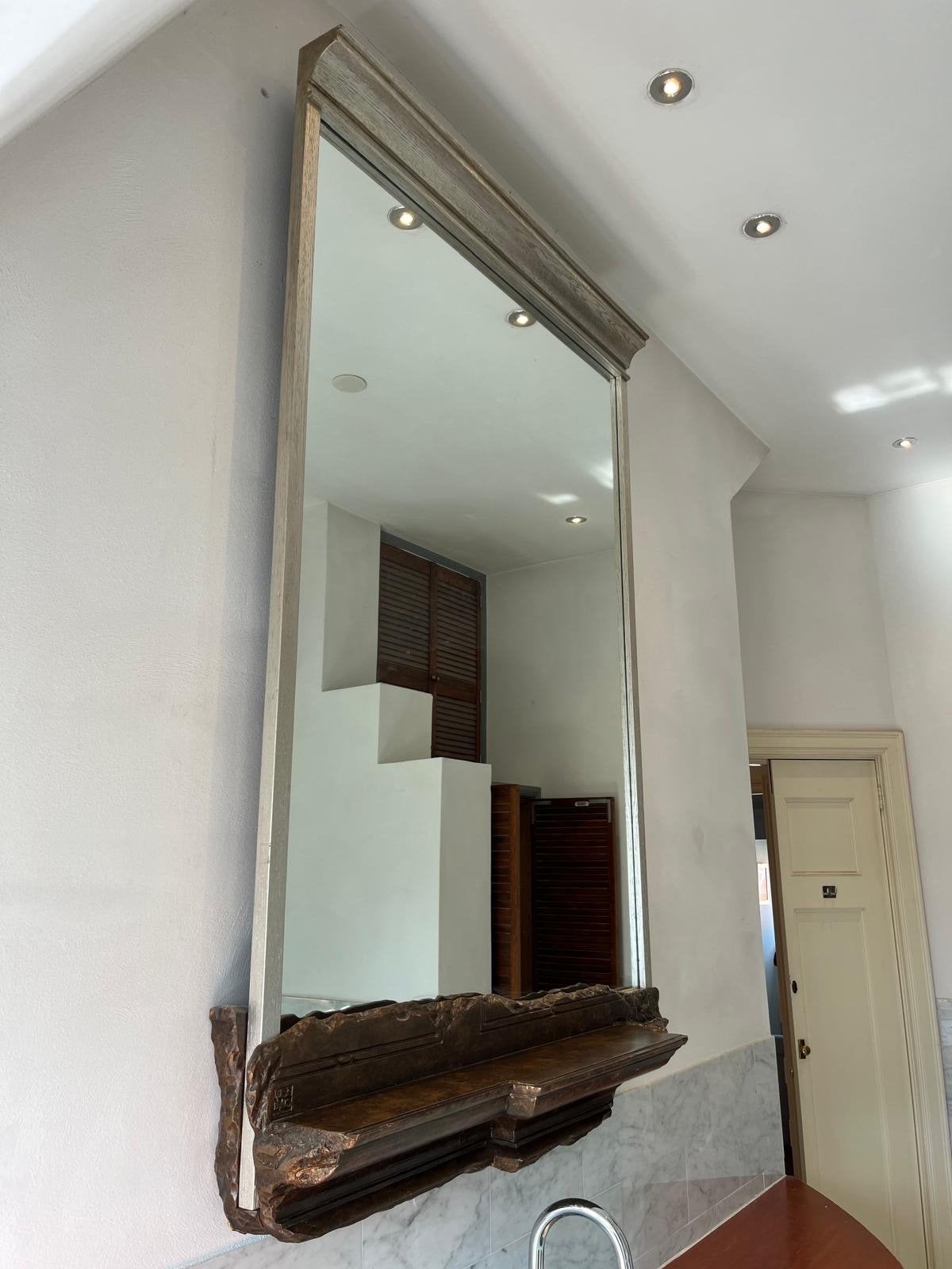 Grote spiegel met bronze look console - Rude Bravo design, Ophalen, Rechthoekig, 50 tot 100 cm, 200 cm of meer
