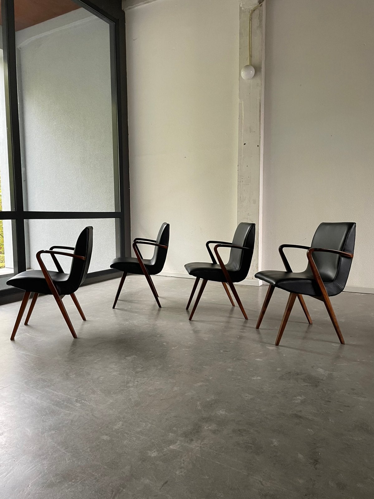 A a patijn stoelen vintage jaren 50 leder, Ophalen, ., Leer, Zo goed als nieuw