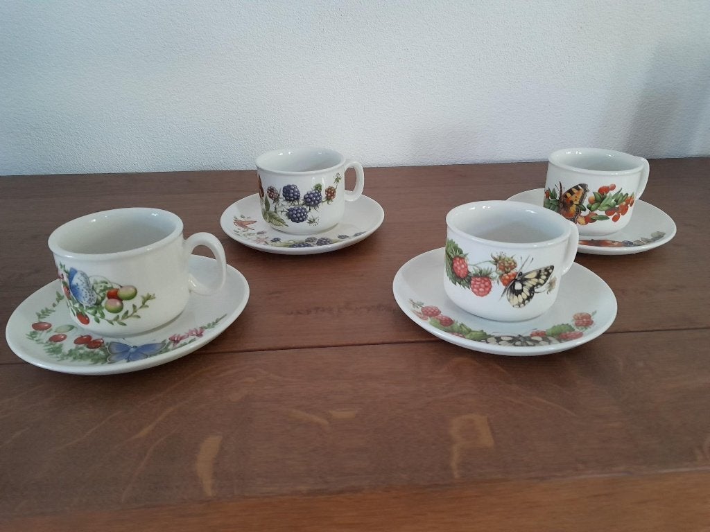 4 kop en schotels Libelle Marjolein Bastin Wedgwood, Gebruikt, Ophalen of Verzenden, Kop(pen) en/of Schotel(s), Wedgwood