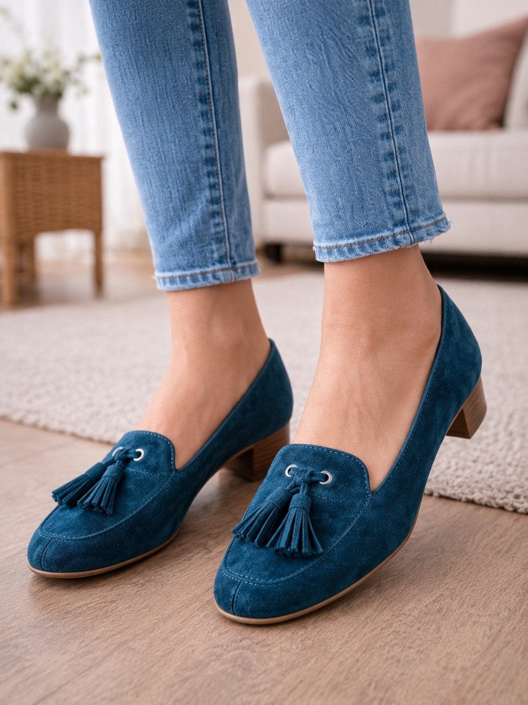 ESS’M blauwe loafers met kwastjes – maat 38, Essem, Blauw, Instappers, Ophalen of Verzenden