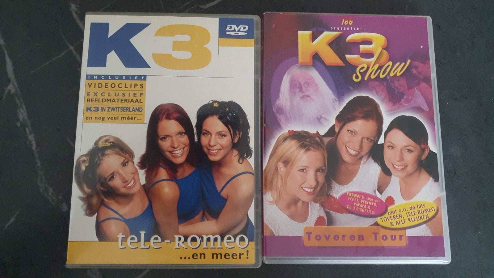 K3 DVD's: Toveren Tour & Tele-Romeo (2 stuks), Gebruikt, Alle leeftijden, Overige genres, Ophalen of Verzenden