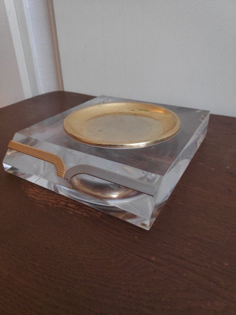 Mid-century Italian Lucite and Brass vide poche, Ophalen of Verzenden