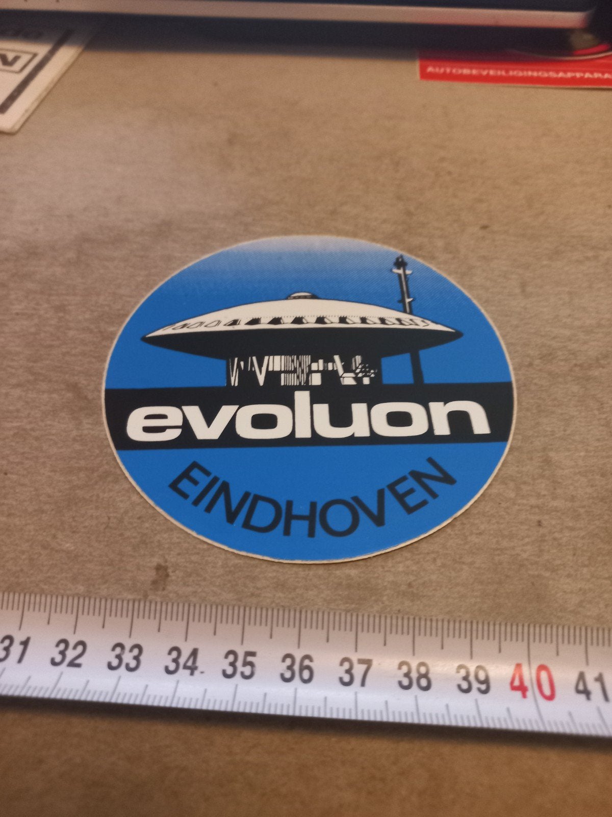 Vintage Evoluon Eindhoven Sticker, Ophalen of Verzenden, Gebruikt, Overige typen