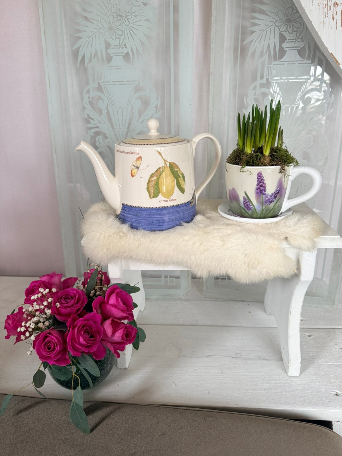 Wedgwood Sarah’s garden theepot en kannetje 1997, Ophalen