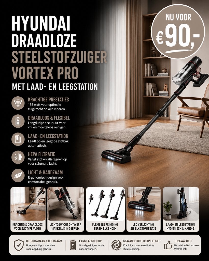 Draadloze Hyundai stofzuiger, Witgoed en Apparatuur, Stofzuigers, Ophalen of Verzenden, Nieuw, Draadloos