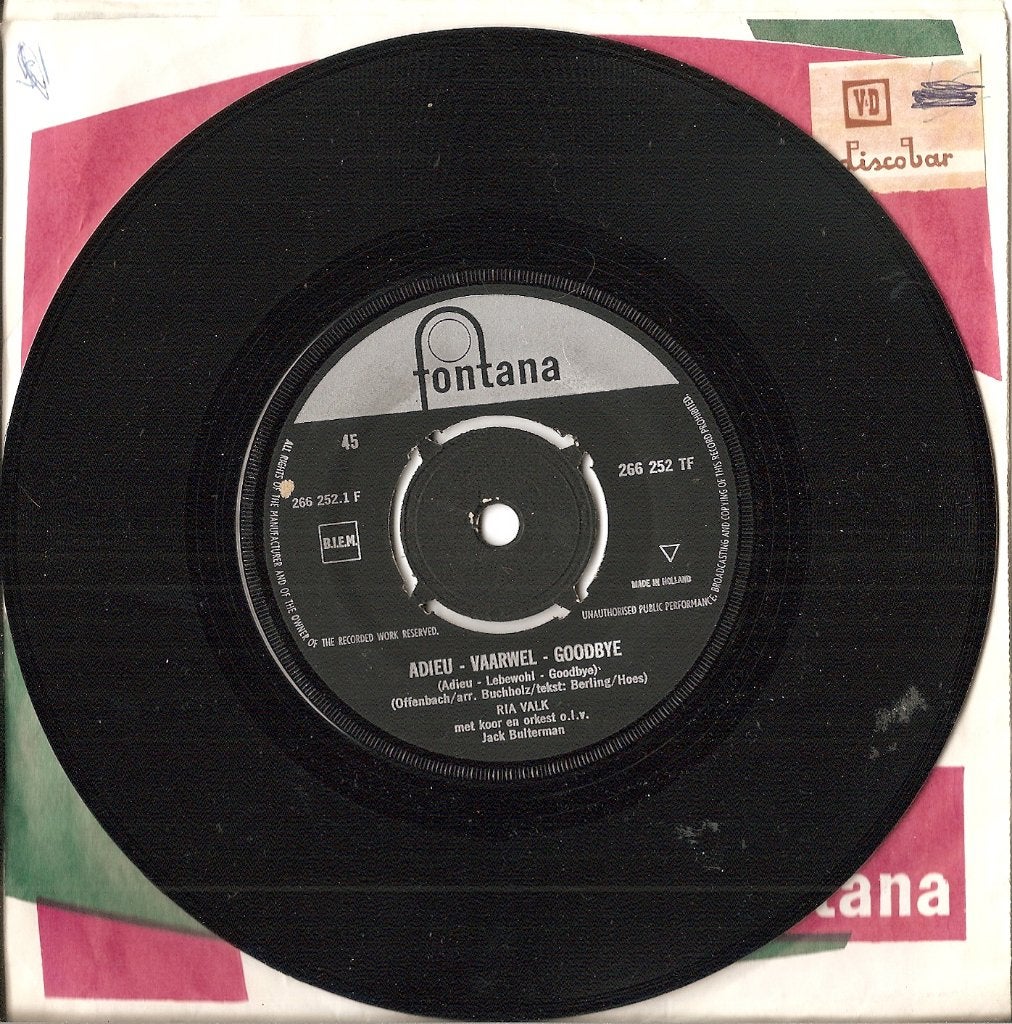Ria valk - adieu vaarwel goodbye, Ophalen of Verzenden, Gebruikt, 7 inch, Levenslied of Smartlap