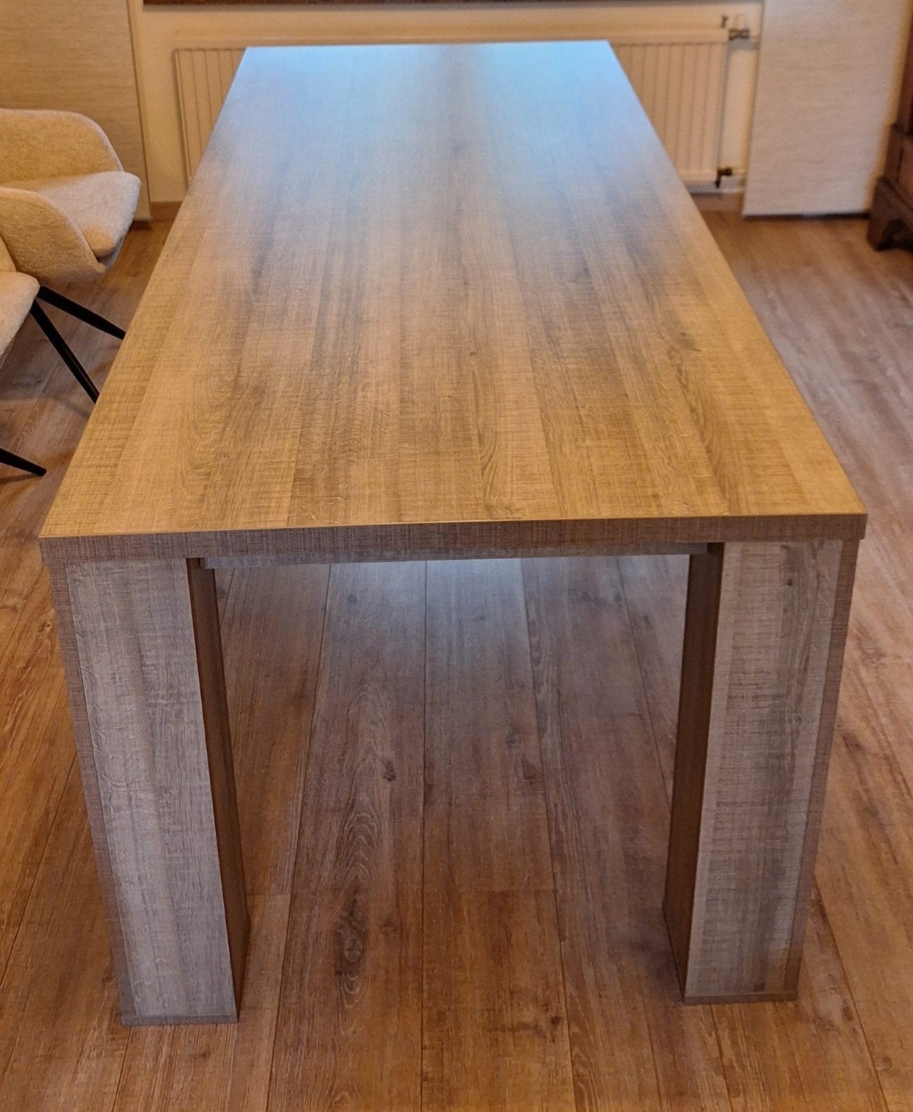 Moderne eettafel, houtkleur, 200 cm lang, Huis en Inrichting, Gebruikt, 200 cm of meer, Modern, Vier personen